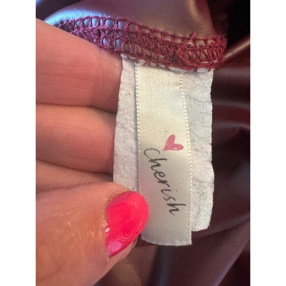 Cherish High-Waisted Maroon Brown Faux Leather Leggings City Wet look Matrix  M - Picture 7 of 7